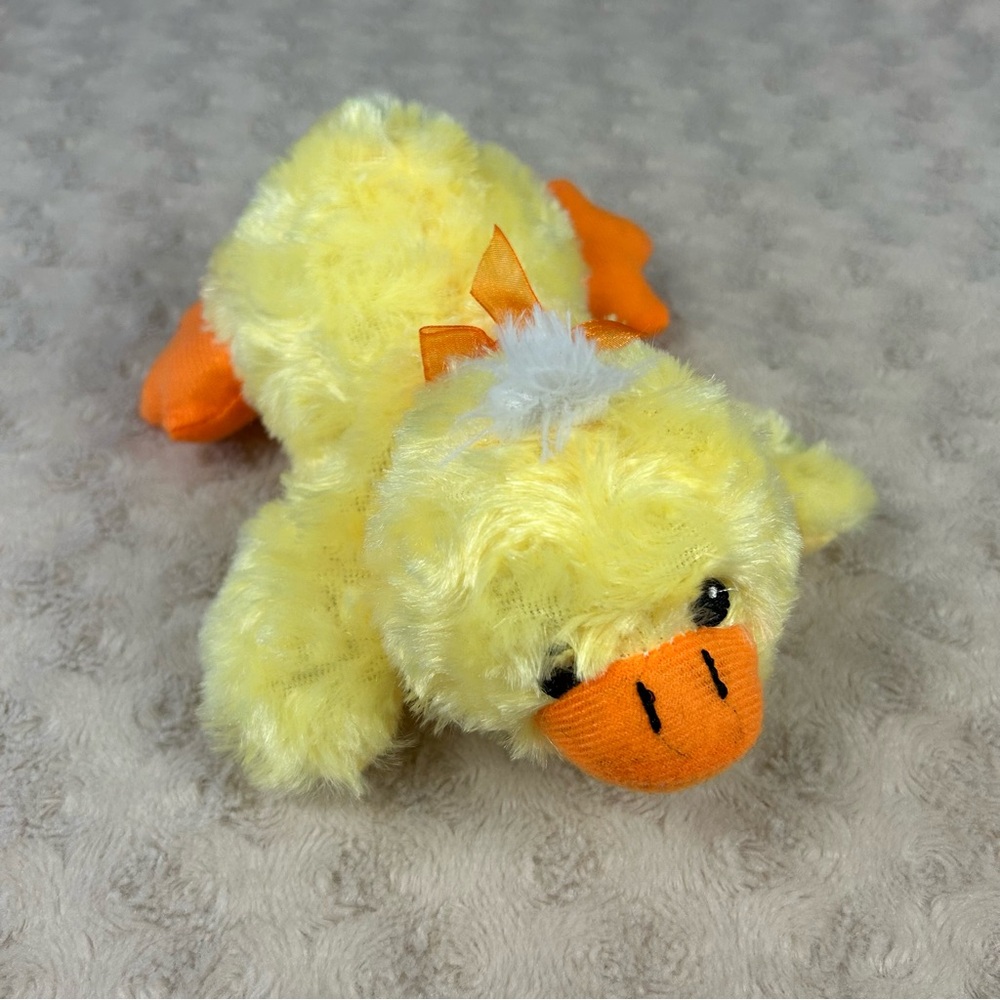 Greenbrier International Duck Plush Stuffed Animal Toy Yellow Orange Bow 8"